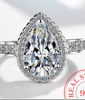 Carlotta Teardrop Cubic Zirconia Ring / 925 Sterling Silver - Nina Kane Jewellery