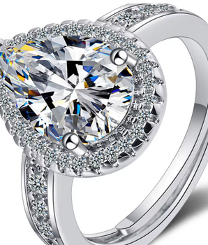 Carlotta Teardrop Cubic Zirconia Ring / 925 Sterling Silver - Nina Kane Jewellery