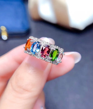 Clair Rose Gold Multicolour Ring / 925 Sterling Silver - Nina Kane Jewellery