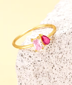 Dainty Pink Gemstone Ring / 925 Sterling Silver - Nina Kane Jewellery