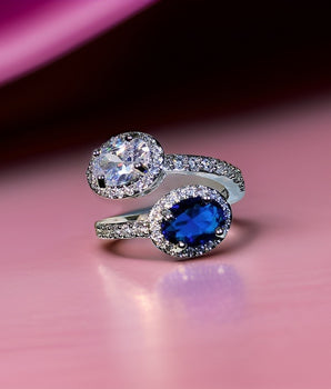 Duchess Topaz & Diamond Duo Ring / 925 Sterling Silver - Nina Kane Jewellery