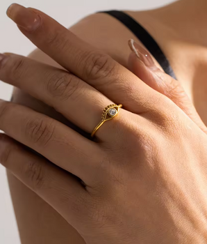 Felicia Evil Eye Ring / 18K Gold Plated - Nina Kane Jewellery
