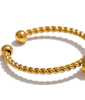 Kylie Two Heart Adjustable Ring / 18k Gold Plated - Nina Kane Jewellery