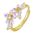 Meera Purple Crystal Flower Ring view 1