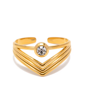 Pia Multi Chevron Zircon Ring / 18K Gold Plated - Nina Kane Jewellery