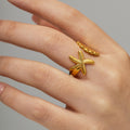 Seaside Starfish & Shell Ring / 18K Gold Plated view 6