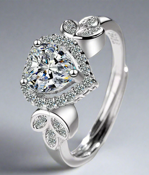 Sweetheart Zirconia Diamond Ring / 925 Sterling Silver - Nina Kane Jewellery