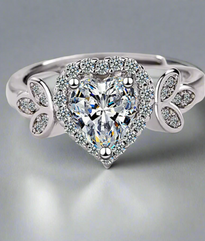 Sweetheart Zirconia Diamond Ring / 925 Sterling Silver - Nina Kane Jewellery