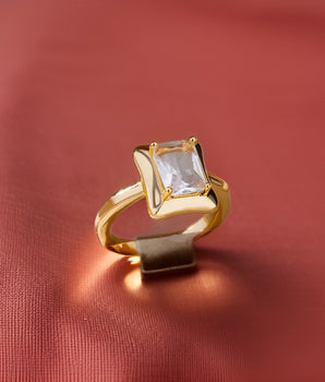 Emily Square Zircon Rings / Stainless Steel - Nina Kane Jewellery