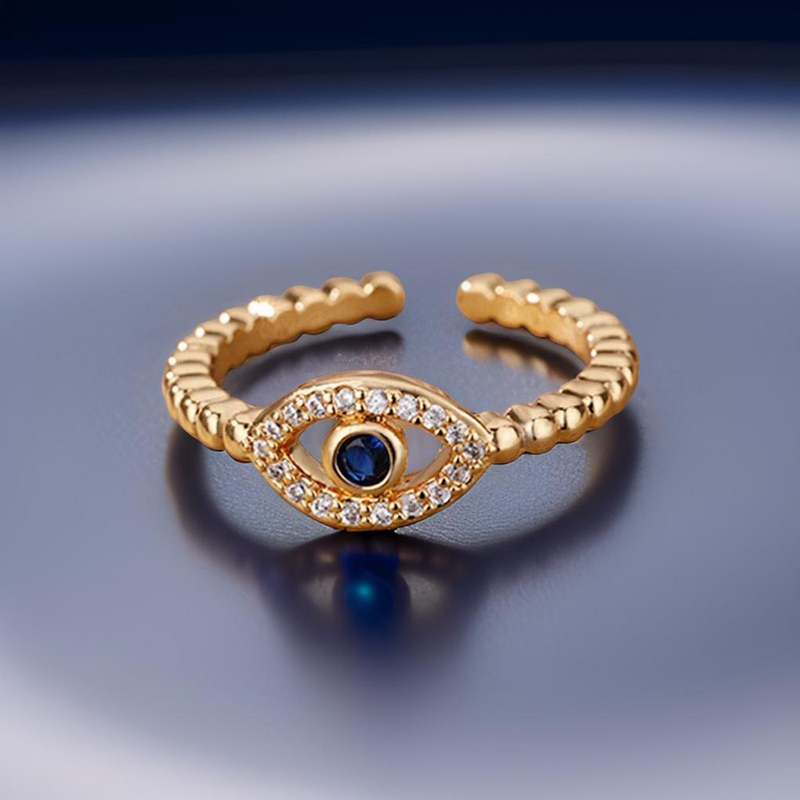 Eve Evil Eye Crystal Ring / 18K Gold Plated