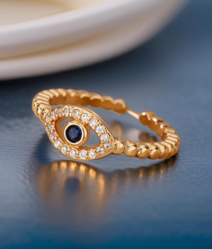 Eve Evil Eye Crystal Ring / 18K Gold Plated - Nina Kane Jewellery