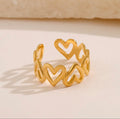 Gaia Love Heart Adjustable Ring / Stainless Steel view 1