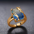 Kleo Blue Zircon Oversize Ring / Stainless Steel view 2