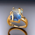 Kleo Blue Zircon Oversize Ring / Stainless Steel view 3