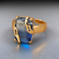 Kleo Blue Zircon Oversize Ring / Stainless Steel view 4