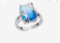 Kleo Blue Zircon Oversize Ring / Stainless Steel view 6