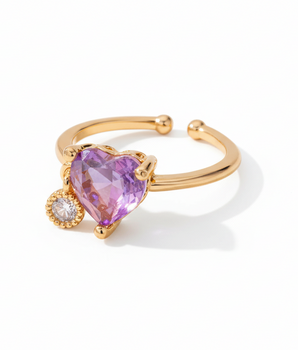 Lily Purple Heart Rings - Nina Kane Jewellery