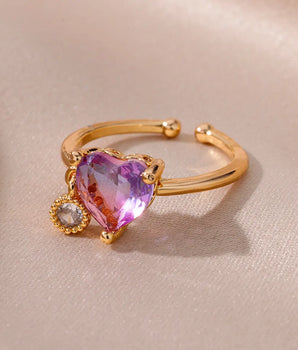 Lily Purple Heart Rings / Stainless Steel - Nina Kane Jewellery