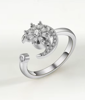 Lola Gold Flower Spinning Ring / 925 Sterling Silver - Nina Kane Jewellery