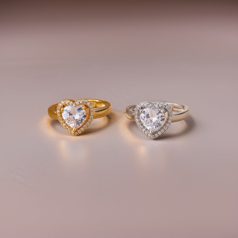Paloma Zircon Heart Rings / Stainless Steel