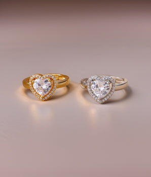 Paloma Zircon Heart Rings / Stainless Steel - Nina Kane Jewellery