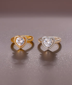 Paloma Zircon Heart Rings / Stainless Steel - Nina Kane Jewellery