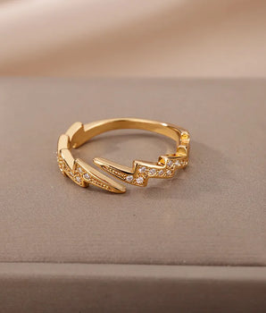 Serafin Lightening Bolt Ring / Stainless Steel - Nina Kane Jewellery