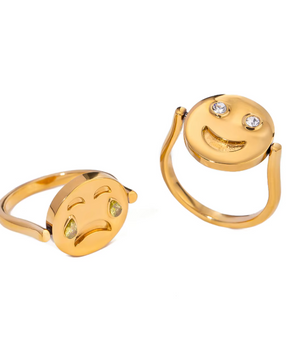 Spinning Crying / Laughing Rings / 18K Gold Plated - Nina Kane Jewellery