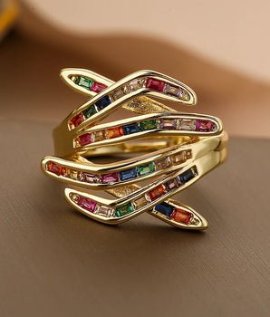 Porter Crossed Hands Ring / Stainless Steel - Nina Kane Jewellery