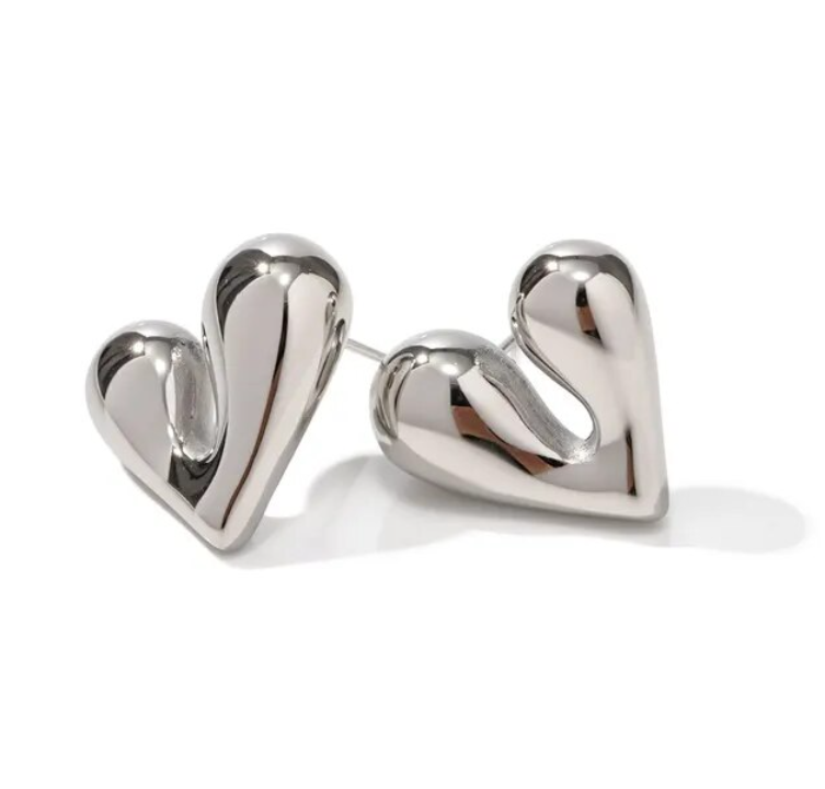 Maribel Heart Earrings / Stainless Steel - Nina Kane Jewellery