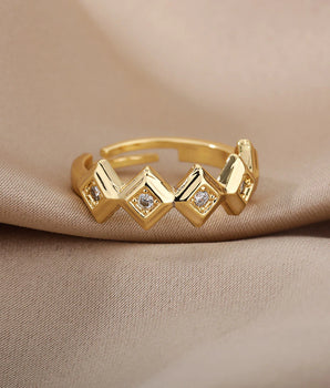 Soraya Adjustable Bijoux Zircon Ring / Stainless Steel - Nina Kane Jewellery