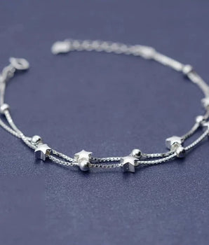 Verona Double Star Bracelet / Silver Plated - Nina Kane Jewellery