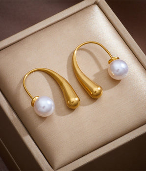 Erin Water Drop Pearl Earrings / Stainless Steel - Nina Kane Jewellery