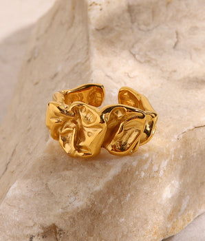Milla Crumpled Chunky Ring / 18K Gold Plated - Nina Kane Jewellery