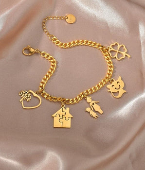 Julia Gold Charm Bracelet / Stainless Steel - Nina Kane Jewellery