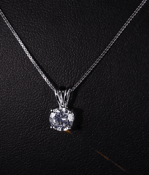 Helene Solitaire Diamond Necklace / 925 Sterling Silver - Nina Kane Jewellery