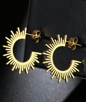 Eliza Starburst Hoop Earrings / Stainless Steel - Nina Kane Jewellery