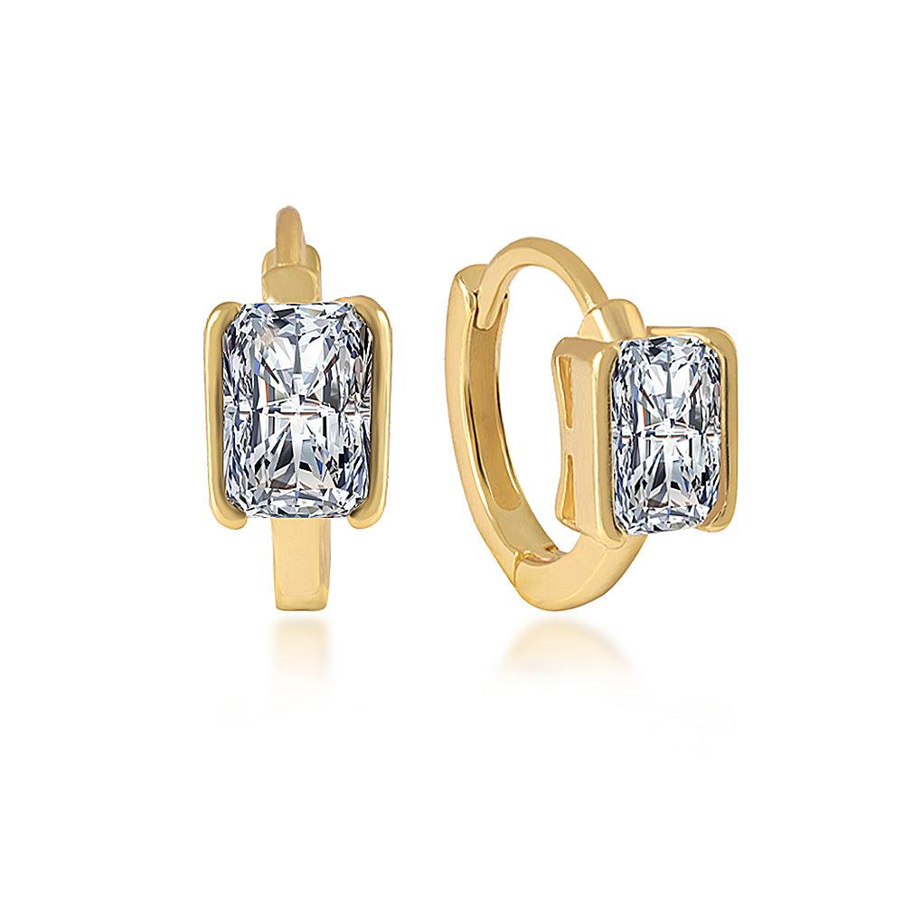 Calia Diamond Huggie Earrings / 925 Sterling Silver - Nina Kane Jewellery