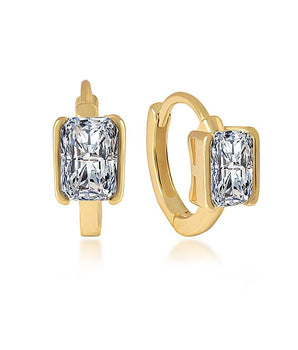 Calia Diamond Huggie Earrings / 925 Sterling Silver - Nina Kane Jewellery