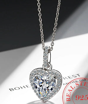 Selene Luxury Heart Shaped Necklace / 925 Sterling Silver - Nina Kane Jewellery