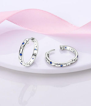 Althea Starry Sky Hoop Earrings / 925 Sterling Silver - Nina Kane Jewellery