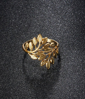 Laurel Leaf Adjustable Rings / Stainless Steel - Nina Kane Jewellery