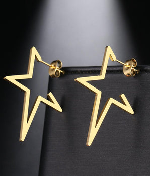 Georgia Star Shaped Hoop Earrings / Stainless Steel - Nina Kane Jewellery