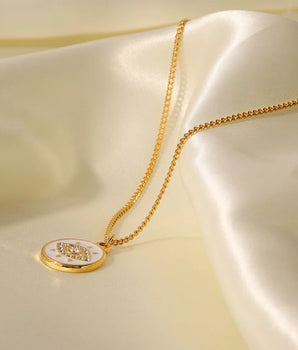 Jolene White Evil Eye Pendant / Stainless Steel - Nina Kane Jewellery