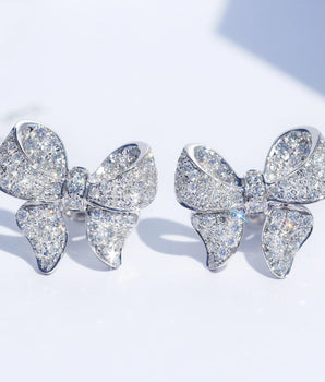 Marisa Crystal Bow Stud Earrings / 925 Sterling Silver - Nina Kane Jewellery