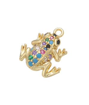 Crystal Embellished Frog Charms / Plated Brass - Nina Kane Jewellery