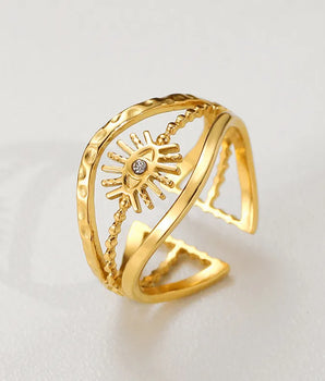 Thalia Evil Eye Repellent Ring / 14K Gold Plated - Nina Kane Jewellery