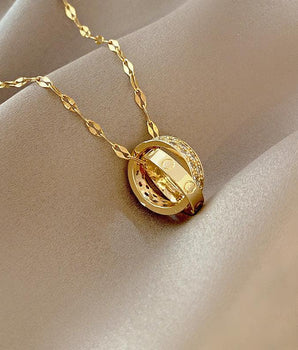 Josephine Double Ring Necklace / Stainless Steel - Nina Kane Jewellery
