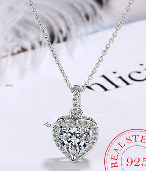 Selene Luxury Heart Shaped Necklace / 925 Sterling Silver - Nina Kane Jewellery