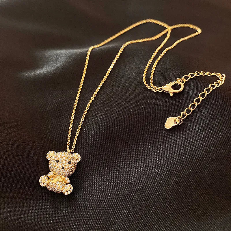 Diamond teddy bear pendant on sale